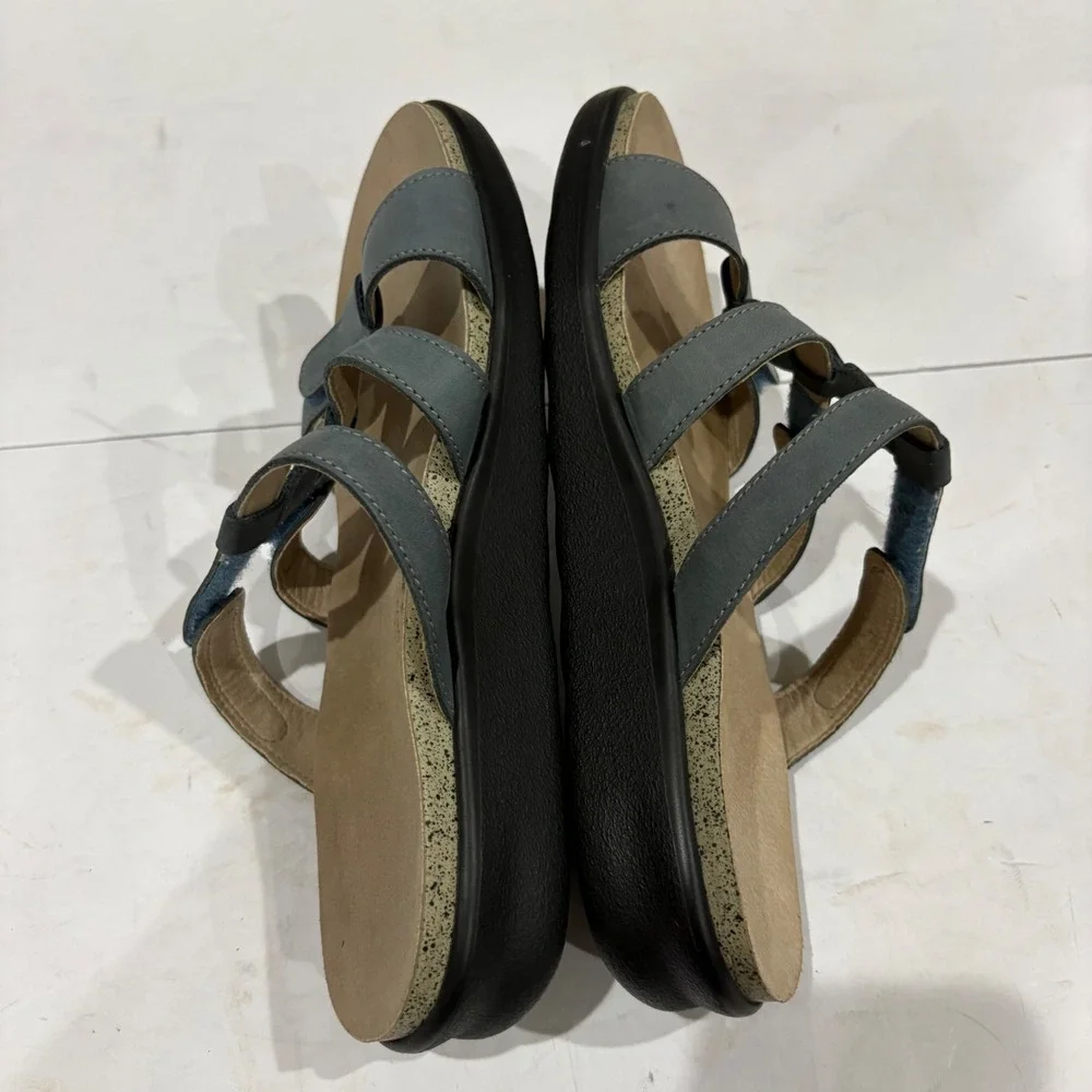 SAS Tripad Comfort Women 8.5 M Blue Grey Leather Adjustable Strap Sandals USA